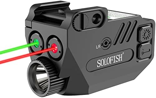 Solofish Pistol Laser Light Combo Red Green Laser Beams for Guns with Weaponlight Tactical Strobe Handgun Lights Laser Sight Compatible with Glock 19 Accessories
