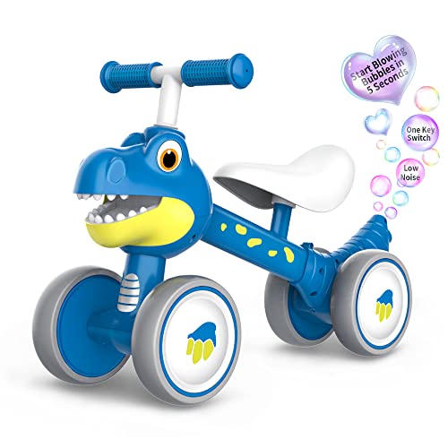 Goetland Vélo Draisienne pour Bébé avec Machine à Bulles pour 10-36 Mois Enfants Filles Garçons 66-102cm Dinosaure Vélo Cadeau d'Anniversaire pour 1 An Jouet Cover