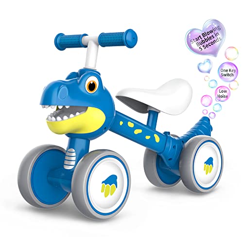 Goetland Vélo Draisienne pour Bébé avec Machine à Bulles pour 10-36 Mois Enfants Filles Garçons 66-102cm Dinosaure Vélo Cadeau d'Anniversaire pour 1 An Jouet