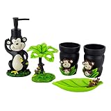 Mekoly Bathroom Accessories Set 5 Pcs,Black Bathroom Sets Accessories Monkey Look Bathroom Vanity Co