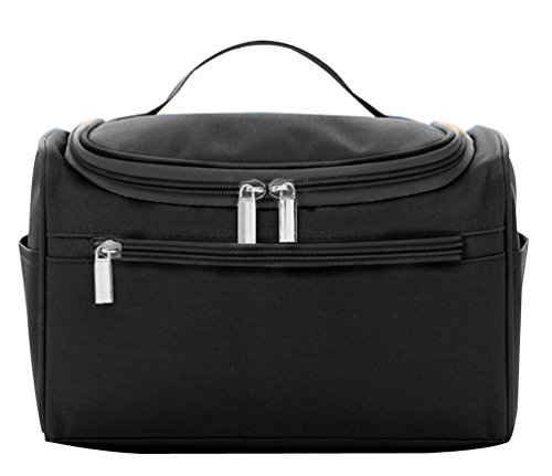 Trousse De Toilette De Voyage Femme Vanity Rangement Maquillage Pochette Fille Homme Sac De Toilette Cosmétiques Trousse Organisateur Pouch avec Crochet Noir Cover