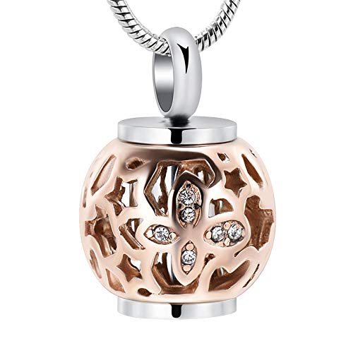 Gulunmun Collane per Donne Bare E Urne Cinerarie Lanterna Incisa Gioielli Cremazione per Cenere Memoriale Funebre Collana Urna Portacenere Ciondolo Ricordo Medaglione-Oro Rosa