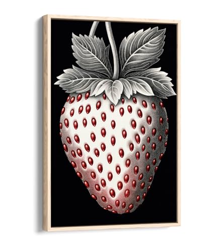 Toile fraise gothique avec cadre chêne clair de qualité supérieure art