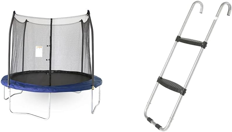 Skywalker Trampolines 10-Foot Round Trampoline + Enclosure with Spring, Blue and Trampoline Ladder