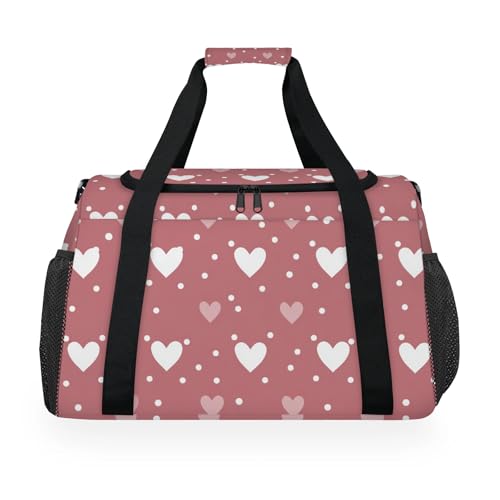 Love Pink White Cartoon Travel Duffel Bag Weekender Overnight Bags for Women Men Foldable Waterproof Tote Bag with Trolley Sleeve