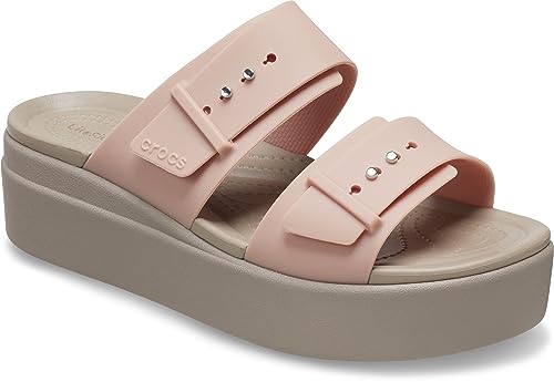 Image of Crocs Women's Brooklyn Buckle Low Wedge Sandal, Chalk