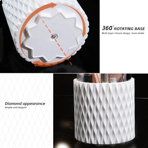 Ieron Brush Holder 360 Rotating Makeup Cosmetics Organiser Large Capacity Storage Box 5 Slot Multi-purpose Holder Classic Style White - Image 3