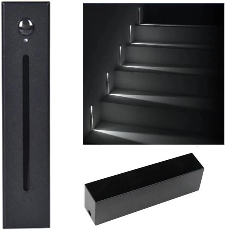 3W LED Stair Light with Motion Sensor AC85-265V Step Light IP20 IP65 Waterproof Staircase Lamp Recessed Wall Light, Indoors Outdoors Garden Balcony Corridor 6000K IP65White (Ip65blacksand 3000K)