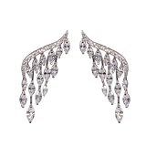 Joyería con borla y ala de ángel en plata para mujer, pendientes de tuerca con circonitas cúbicas en forma de marquesa para bailes, viajes y fiestas