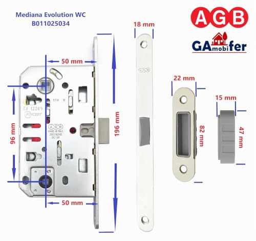 Serrure AGB Mediana Evolution chromé mat loquet central design