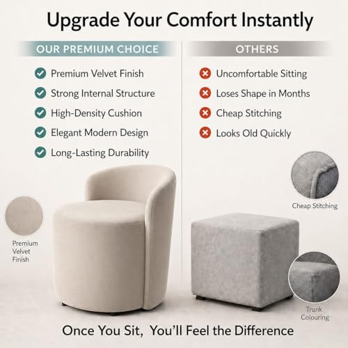 Image of Jaico Wood Seating mudda Puffy Stool Chair for Living Room, Dressing Table, Office, Home Decor, Ottoman pouffes, Sofa Type, and Large .Ottoman and Chair Combined into one