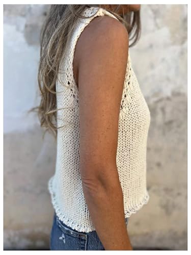 MakeMeChic Women's Sweater Vest Button Down Shirt V Neck Sleeveless Knitwear3