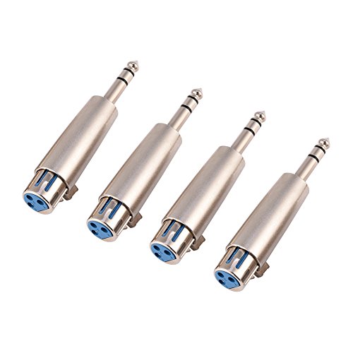4 Unids 3-Pin XLR Hembra a EST¡§|REO Macho 6.35mm 1/4' Conector de Enchufe Audio MICR¡§?Fono Adaptador de MICR¡§?Fono Adaptadores Accesorios de Imagen y Sonido