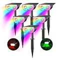 Consciot Solar Spot Lights Outdoor, Halloween Decorations 16 LEDs IP67 Waterproof Color Changing Solar Outdoor Lights, 8 Colors, 2-in-1 Adjustable Wall Lights for Garden Yard Pathway, 6 Pack(RGB)