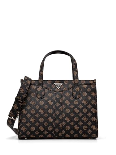 GUESS Silvana Two Compartment Tote Mocha Logo