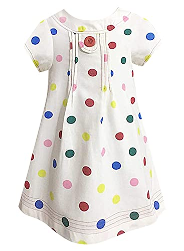 Image of A.T.U.N. (ALL THINGS UBER NICE) Girls Polka Dot Cotton A-Line Short Sleeve Casual Dress