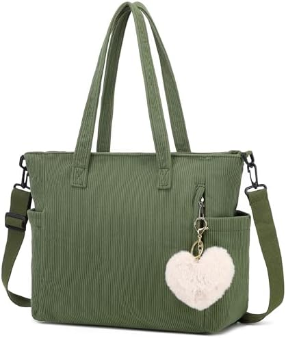 Makukke Cord Tote Bag Tasche Damen Umhängetasche Groß Shopper Handtasche Schultertaschen für Arbeit Büro Reisen Einkaufen Schule