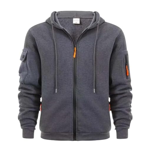 Sweat à Capuche Homme Zippé Manches Longues Grande Taille Veste à Capuche Cardigan Homme Capuche Sportswear Sweat Automne Hiver Chaud Zippé Veste Sweats à Capuche Décontracté Sweat avec Poche