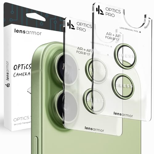 Image of Lensarmor Compatible with iPhone 17 Camera Lens Protector Sage (2-Pack) - 9H Tempered Glass, Military-Grade Anti-Scratch, Case-Friendly, Easy Install Frame