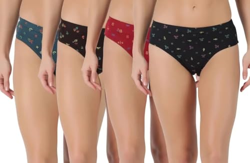 Image of INNERO Ladies Panties Combo, Cotton Brief for Women, Floral Print Panty Hipster Women's Underwear Pack of 4 - Colour May Vary