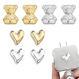 WUFKOP 8 Pines Decorativos para Crocs, Adornos de Resina 3D (2 Corazones Dorados, 2 Plateados, 2 Ositos Dorados, 2 Plateados), Regalo para Mujeres, Niñas y DIY