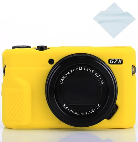 G7X / G7X Mark II Camera Silicone Case, Ultra Thin Lightweight Rubber Soft Silicone Case Bag Cover for Canon PowerShot G7X / G7X Mark II with Microfiber Cloth - Yellow