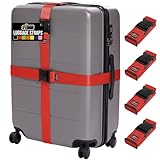 GORILLA GRIP Heavy Duty 4 Pack Adjustable Luggage Straps for Suitcases, Easy to Identify Travel Belt Connector Holds Suitcase Together, Extends Life of Bag, Strap Connects Two Bags, Accessories Red