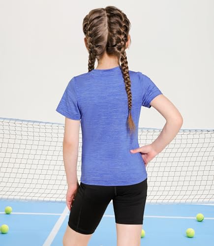 3 Pack Girls Athletic Shirts Short Sleeve Quick Dry Fit Crew Neck Activewear Summer Tees Tops for Kids Teens3
