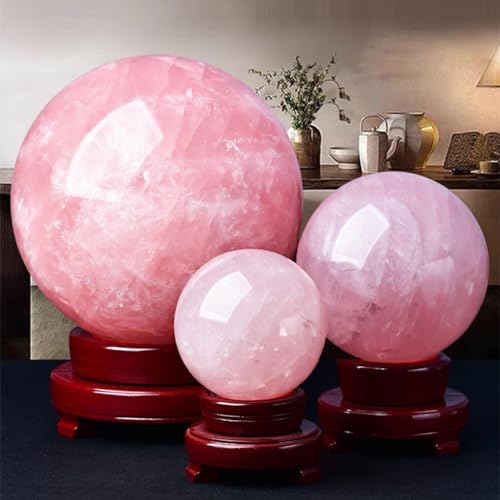 Sphère en quartz rose authentique taillée dans un bloc de cristal brut - 6