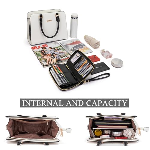 Image of Qiyuer Satchel Purses For Women Handbag And Wallet Set Tote Bag | Premium Vegan Leather,Matching Wallet,RFID Blocking,Work,Casual