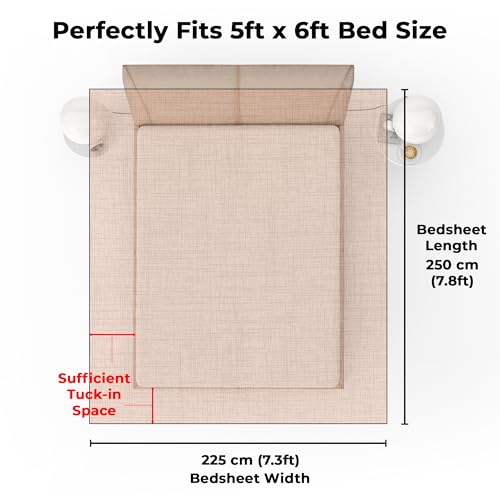 Image of Bedsheet for Double Bed | 152TC | Peach | Dotted Print | 1 Piece Cotton bedsheet for Double Bed with 2 Pillow Covers (225 x250cm) Perfect for Home Decor & Gifting | 100% Cotton bedsheets