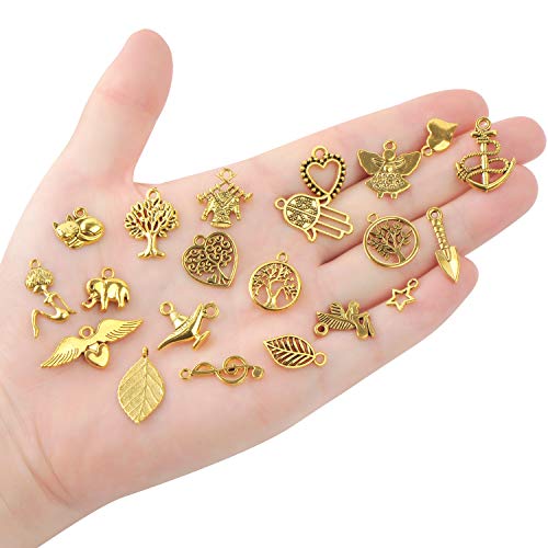AleapDoll 200/300pcs Wholesale Bulk Charms for Jewelry Making Supplies Bracelet Charms Necklace Pendant Earring Tibetan Antique Gold Craft Supplies DIY Accessories (A Set of 300pcs)