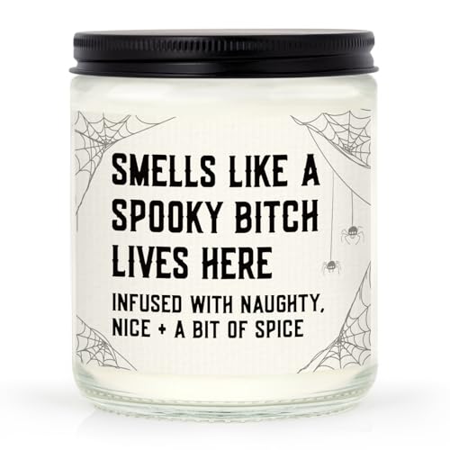 Consejos para Comprar Funny Perfume para comprar online. 39 GoMelley Funny Halloween Gifts Smells Like A Spooky Bitch Lives Here - Vela perfumada de Halloween