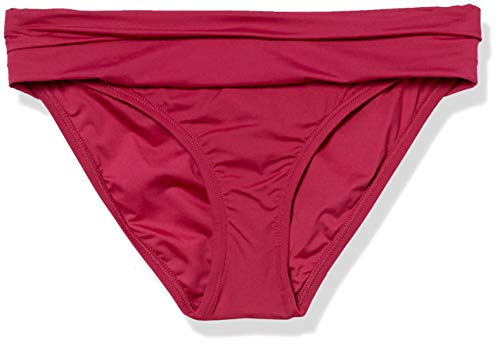 La Blanca Women's Island Goddess Shirred Band Hipster Bikini Swimsuit Bottom, Wine, 4