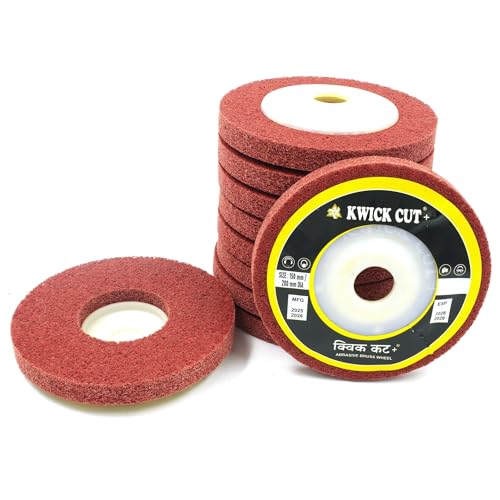 KWICK CUT+ Premium Matt Disc 4 Inch 5-pcs| Nylon Fiber Unitized Disc with 16mm Bore, 12mm Thickness | Surface Finishing, Deburring & Polishing Wheel for Metal, Stainless Steel, Aluminum