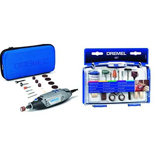 Dremel 3000 Outil Rotatif Multifonction 130W avec 15 Accessoires et 1 Sac, & 687 Jeu de travaux généraux 52 accessoires Dremel