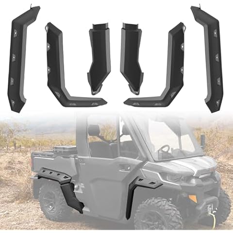 A & UTV PRO Wide Fender Flares for 2016-2024 Can-Am Defender Accessories Max/HD10/HD8/HD7/HD5 Extended Mud Flaps Front Rear Mud Guards Replace OEM #715006821#715002424 Cover