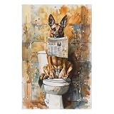 Generic TIN Dog Wall Art for Bathroom, Belgian Malinois Dog on Toilet Wall Decor Canvas Print Belgian Malinois Dog Picture Posster Artwork for Restroom, Small