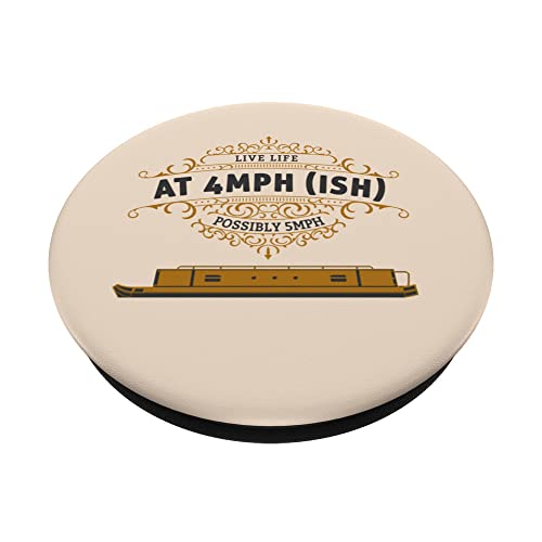 Narrowboat Design & Canal Boat Idea For Men & Boat Owners PopSockets Swappable PopGrip, Black - Image 2