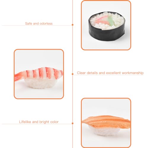 HUIANER Fake Sushi 8Pcs Artificial Food Realistic Onigiri Dessert Simulation Sushi Model Food for Decoration Display Props Model Rice Roll