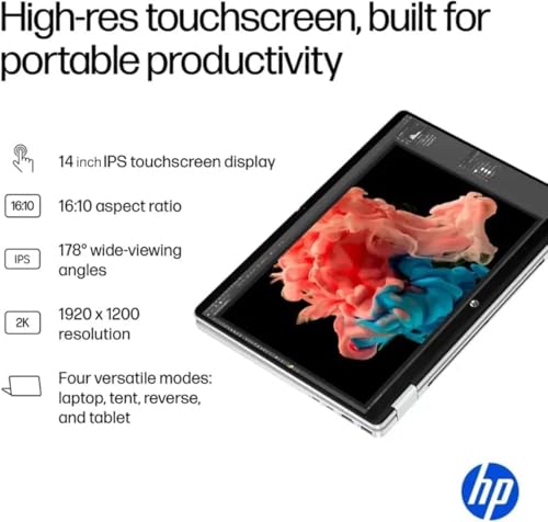 Image of HP OmniBook 5 Flip 14 2K Touchscreen 2-in-1 Laptop, Intel Core 5 120U Processor, 8GB RAM 1TB SSD, Wi-Fi 6E, Bluetooth 5.3, Backlit Keyboard, 256gb 9H Docking Station, Windows 11 Pro, Glacier Silver