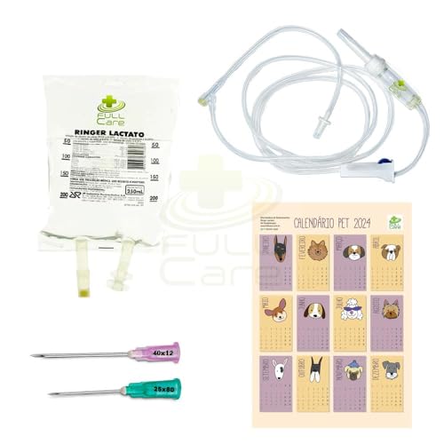 10 Kit Fluidoterapia Fullcare com Ringer Lactato 250ml Agulhas e Equipo e Calendario Pet Fullcare