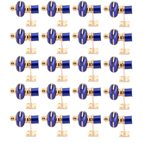 Image of Stylish Curtain Hooks /Curtain Knobs /Rod Rail Bracket for Home Blue Gold Finish Set of 20 Pcs