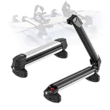 VEVOR Ski & Snowboard Roof Rack, Carry up to 4 Pairs of Skis or 2 Snowboards, 2 PCS Aluminum Universal Car Roof Rack Top Holder with Lock & Rubber Padding, Carrier for Fishing Rod, Fit Most Crossbars