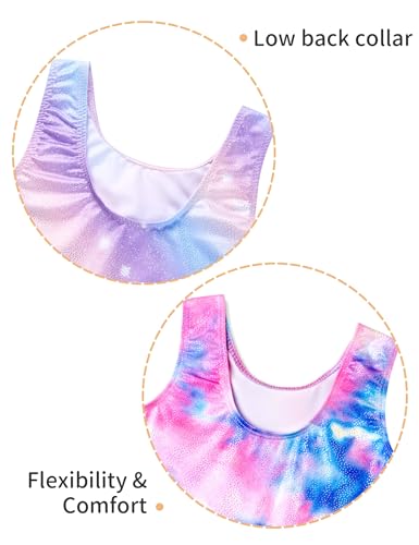 Image of 2 Pack Leotard for Girls Gymnastics Sparkly Tumbling Unitards with Shorts Sleeveless One Piece Biketards