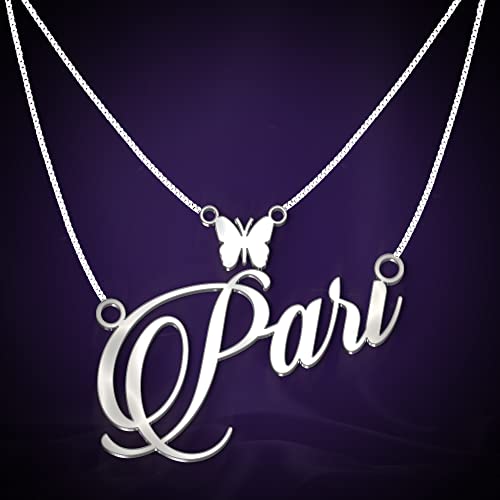 Image of Pari Cursive Gold & Silver Name Pendant Necklace, Best Jewelry Gift for Girls.