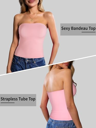 Image of Ibeauti Womens Tube Top Strapless Crop Tops Double Lined Sexy Y2K Going Out Off Shoulder Summer Top
