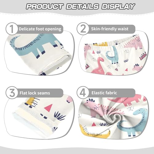 Funny Cartoon Dinosaurs Doodle Girls Leggings Ultra Soft Compression Yoga Gym Pants for Kids 4-10T3