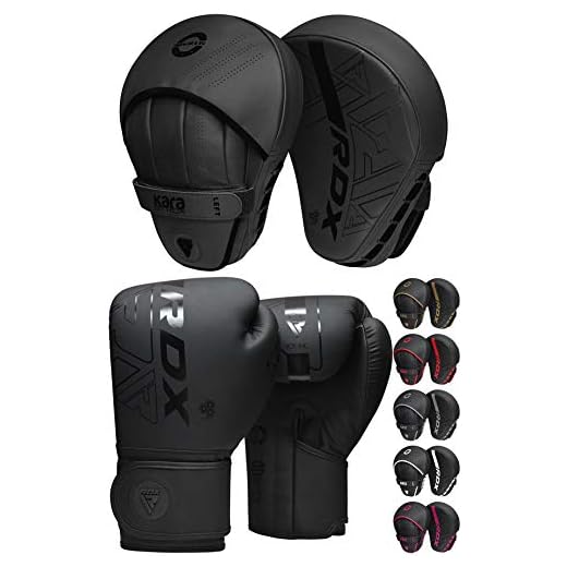 RDX Boxhandschuhe und Pratzen Set, Kampfsport Handpratzen, Muay Thai Boxpratzen Mitts, MMA Training Boxen Pads, Sparring Schlagpolster, Kickboxen Schlagkissen, Haken und Jab Boxpads (MEHRWEG)