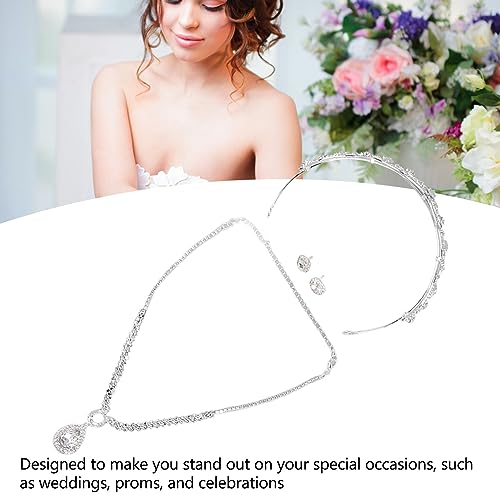 Conjunto de Joias de Noiva, Brincos de Coroa de Cristal, Colar Com Brilhantes para Casamentos, Baile